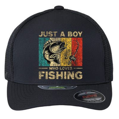 Funny Vintage Fishing Jokes Boy Fisherman Bass Fish Flexfit Unipanel Trucker Cap