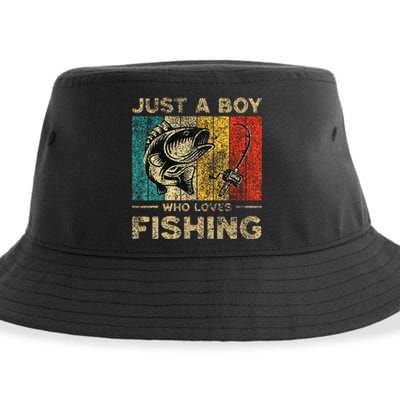 Funny Vintage Fishing Jokes Boy Fisherman Bass Fish Sustainable Bucket Hat