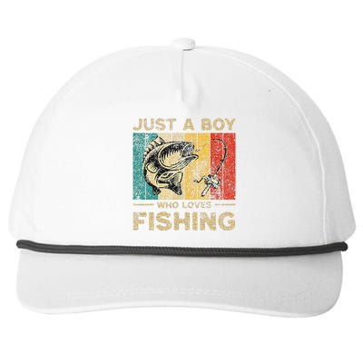 Funny Vintage Fishing Jokes Boy Fisherman Bass Fish Snapback Five-Panel Rope Hat