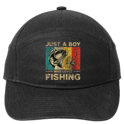 Funny Vintage Fishing Jokes Boy Fisherman Bass Fish 7-Panel Snapback Hat