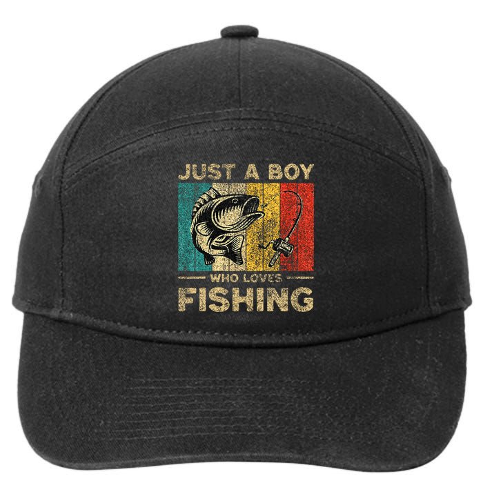 Funny Vintage Fishing Jokes Boy Fisherman Bass Fish 7-Panel Snapback Hat