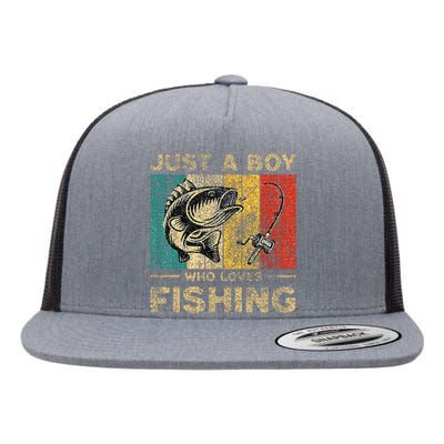 Funny Vintage Fishing Jokes Boy Fisherman Bass Fish Flat Bill Trucker Hat