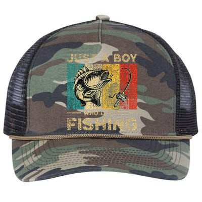 Funny Vintage Fishing Jokes Boy Fisherman Bass Fish Retro Rope Trucker Hat Cap