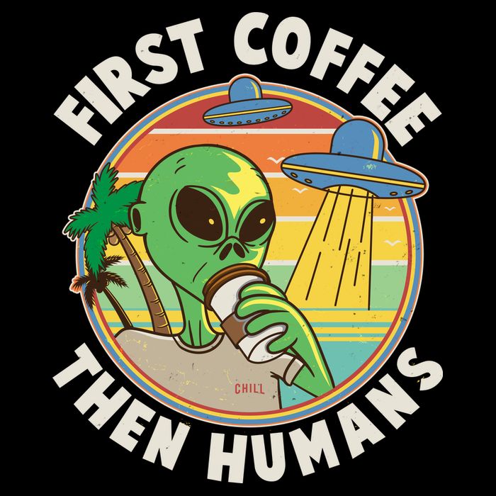 Funny Vintage First Coffee Then Human Alien Coffee Lover Bag