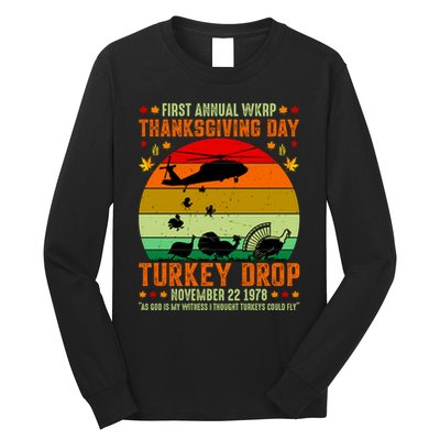 Funny Vintage First Annual WKAP Turkey Drop Long Sleeve Shirt