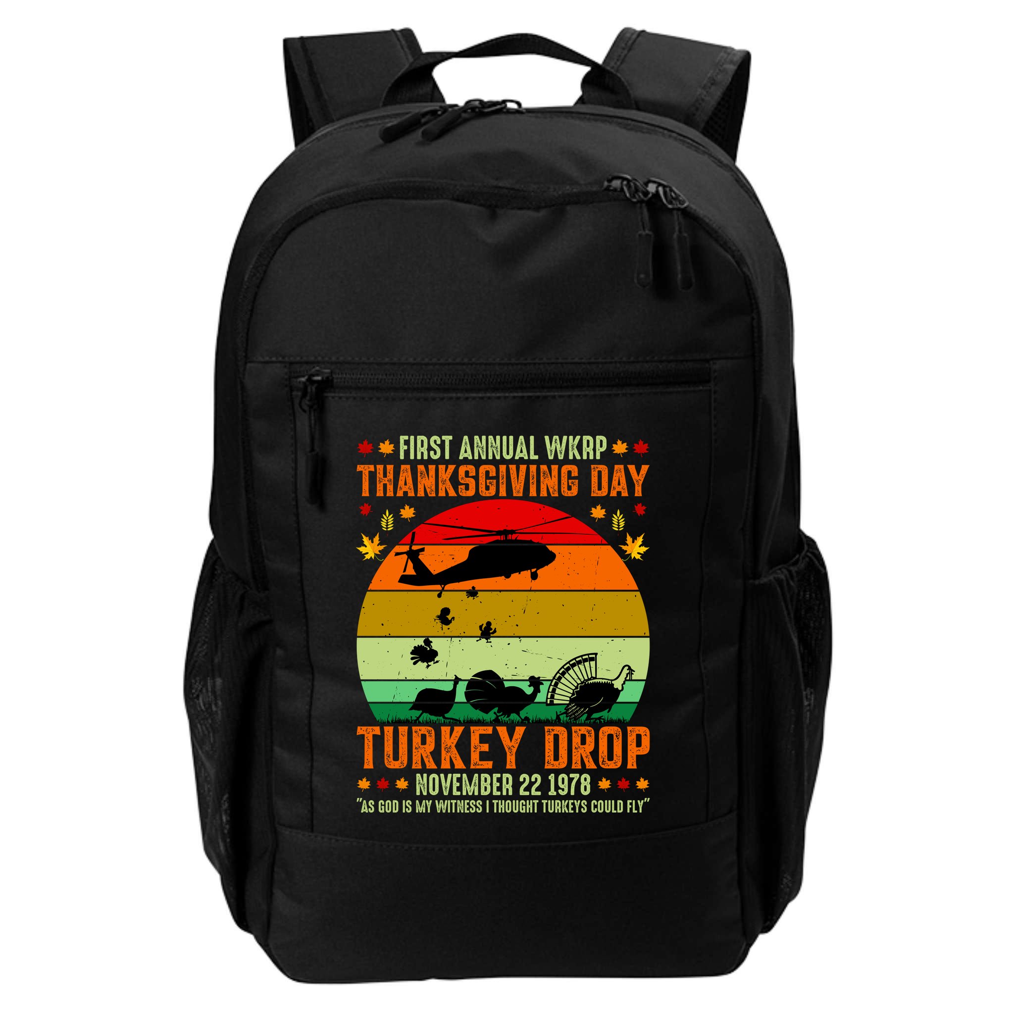 Funny Vintage First Annual WKAP Turkey Drop Backpack