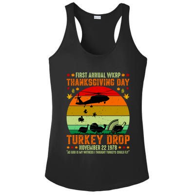 Funny Vintage First Annual WKAP Turkey Drop Ladies PosiCharge Competitor Racerback Tank