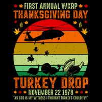 Funny Vintage First Annual WKAP Turkey Drop Baby Bodysuit