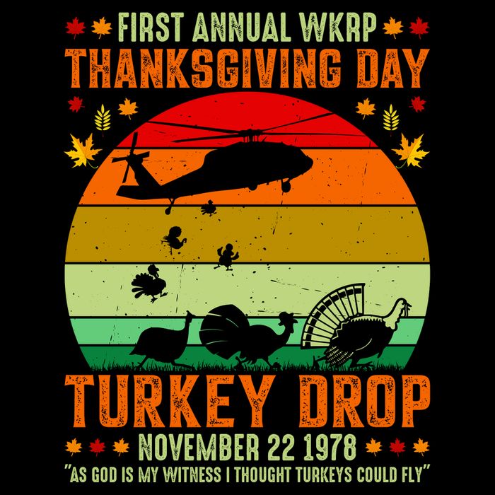 Funny Vintage First Annual WKAP Turkey Drop Baby Bodysuit