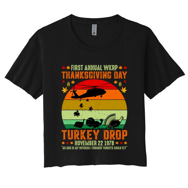 Funny Vintage First Annual WKAP Turkey Drop Crop Top