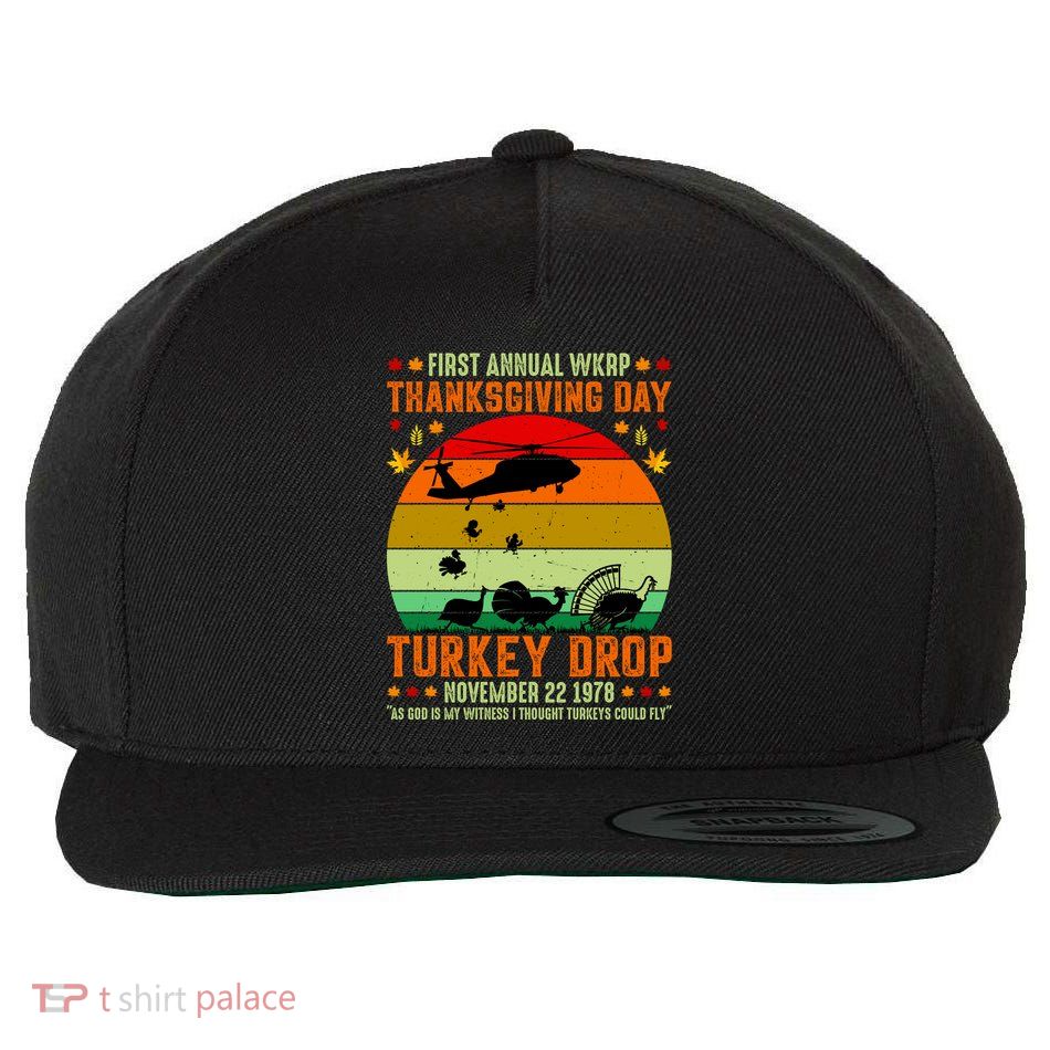 Funny Vintage First Annual WKAP Turkey Drop Wool Snapback Cap