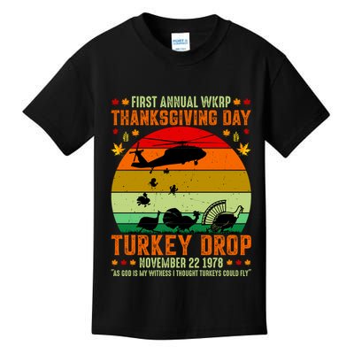 Funny Vintage First Annual WKAP Turkey Drop Kids T-Shirt