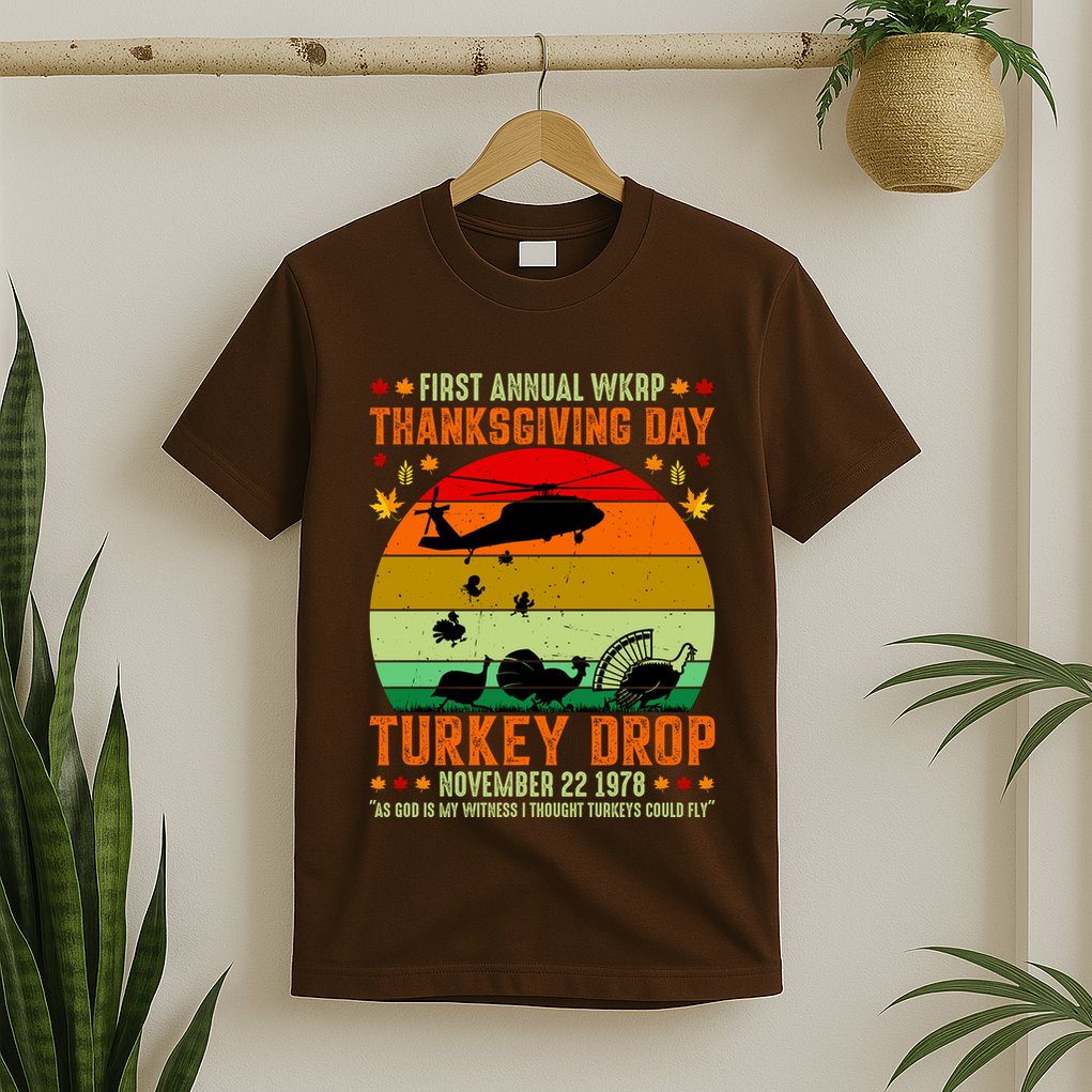 Funny Vintage First Annual WKAP Turkey Drop T-Shirt