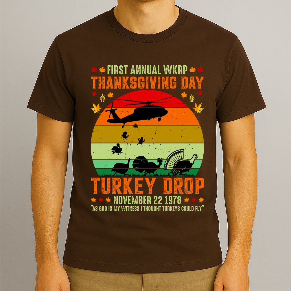 Funny Vintage First Annual WKAP Turkey Drop T-Shirt