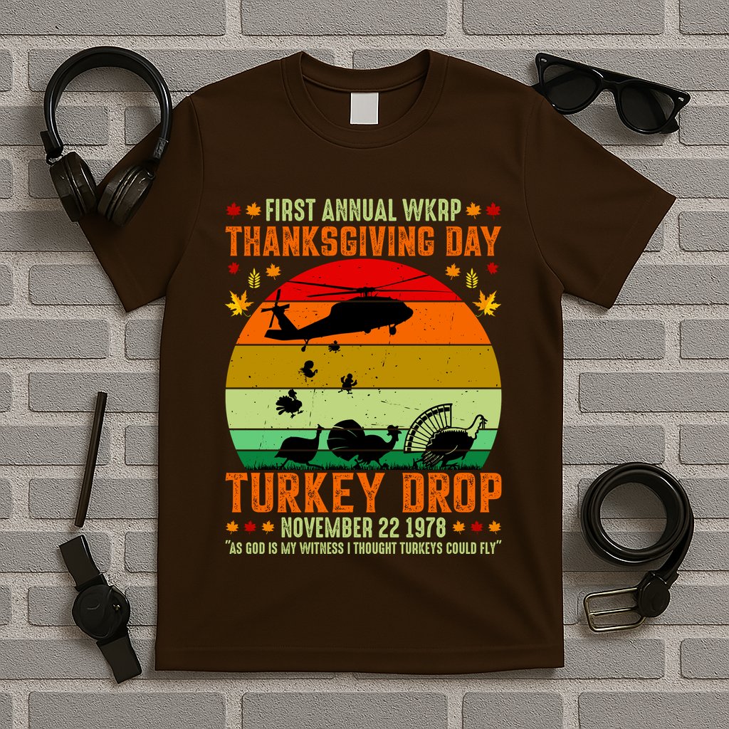 Funny Vintage First Annual WKAP Turkey Drop T-Shirt