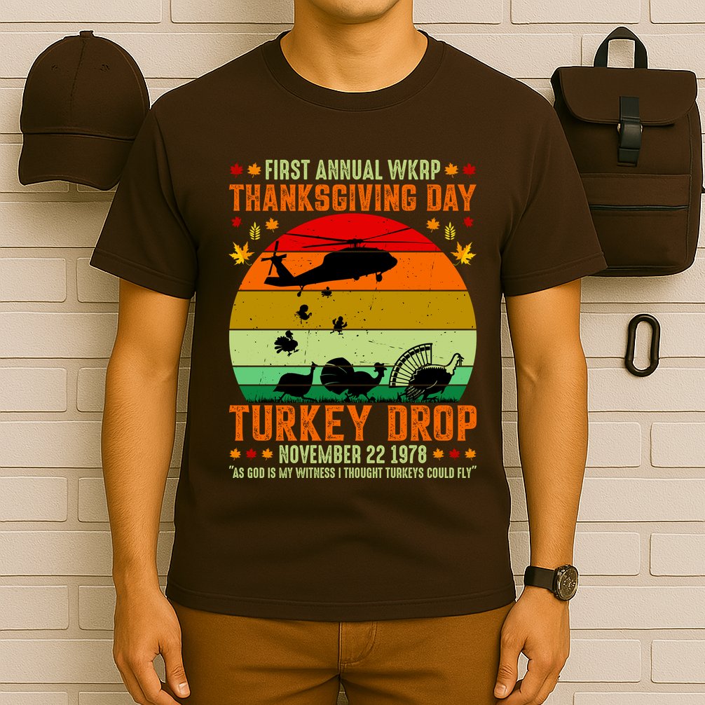 Funny Vintage First Annual WKAP Turkey Drop T-Shirt