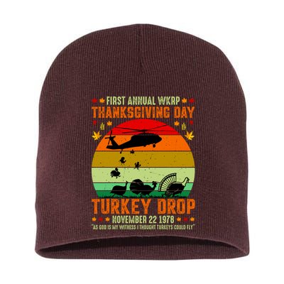 Funny Vintage First Annual WKAP Turkey Drop Short Acrylic Beanie