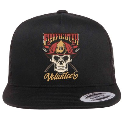 Firefighter Volunteer Flat Bill Trucker Hat