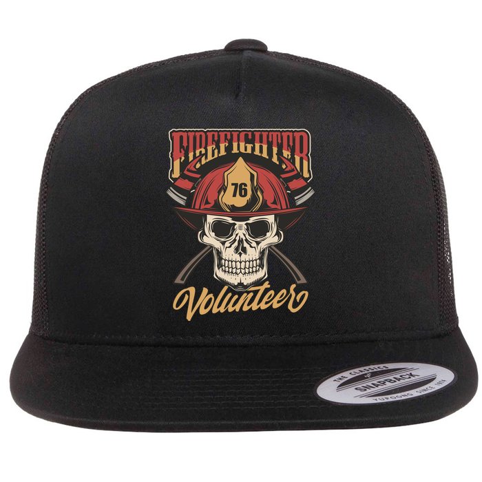 Firefighter Volunteer Flat Bill Trucker Hat