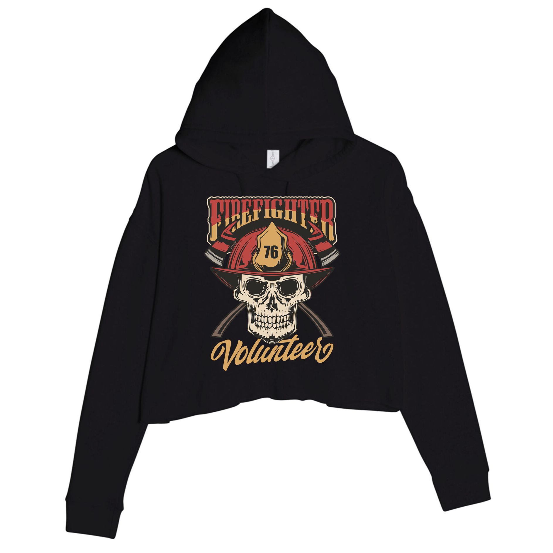 Firefighter Volunteer Crop Fleece Hoodie