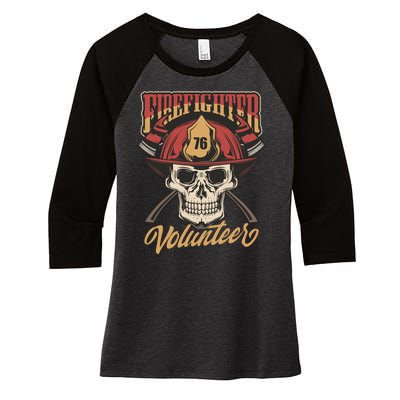 Firefighter Volunteer Women's Tri-Blend 3/4-Sleeve Raglan Shirt