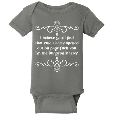 Funny Vintage Fuck You I'm The Dungeon Master Baby Bodysuit
