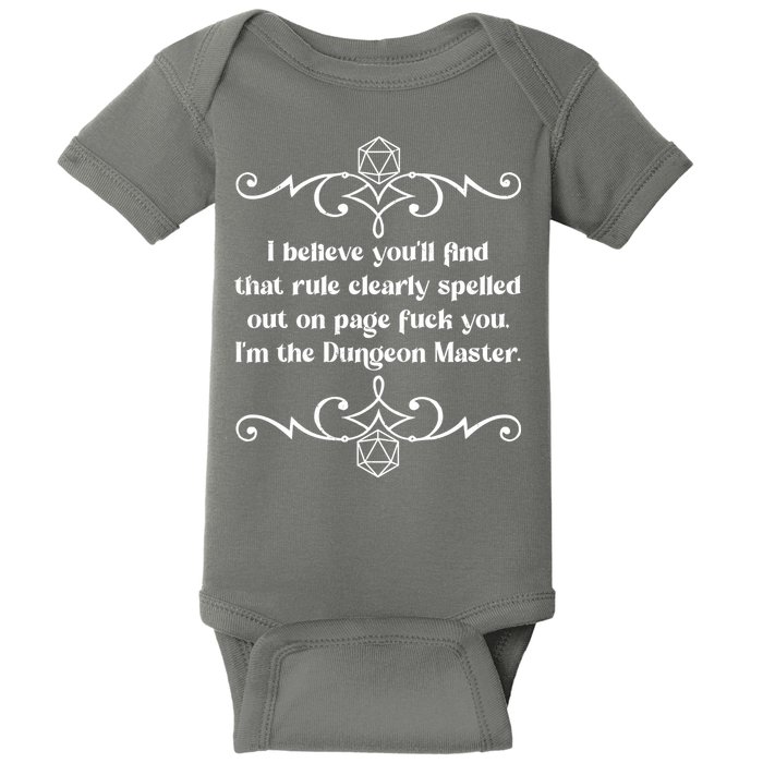 Funny Vintage Fuck You I'm The Dungeon Master Baby Bodysuit