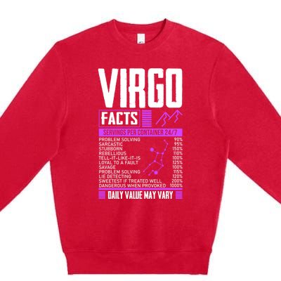 Funny Virgo Facts Virgo Virgo Sign Virgo Traits Funny Gift Premium Crewneck Sweatshirt