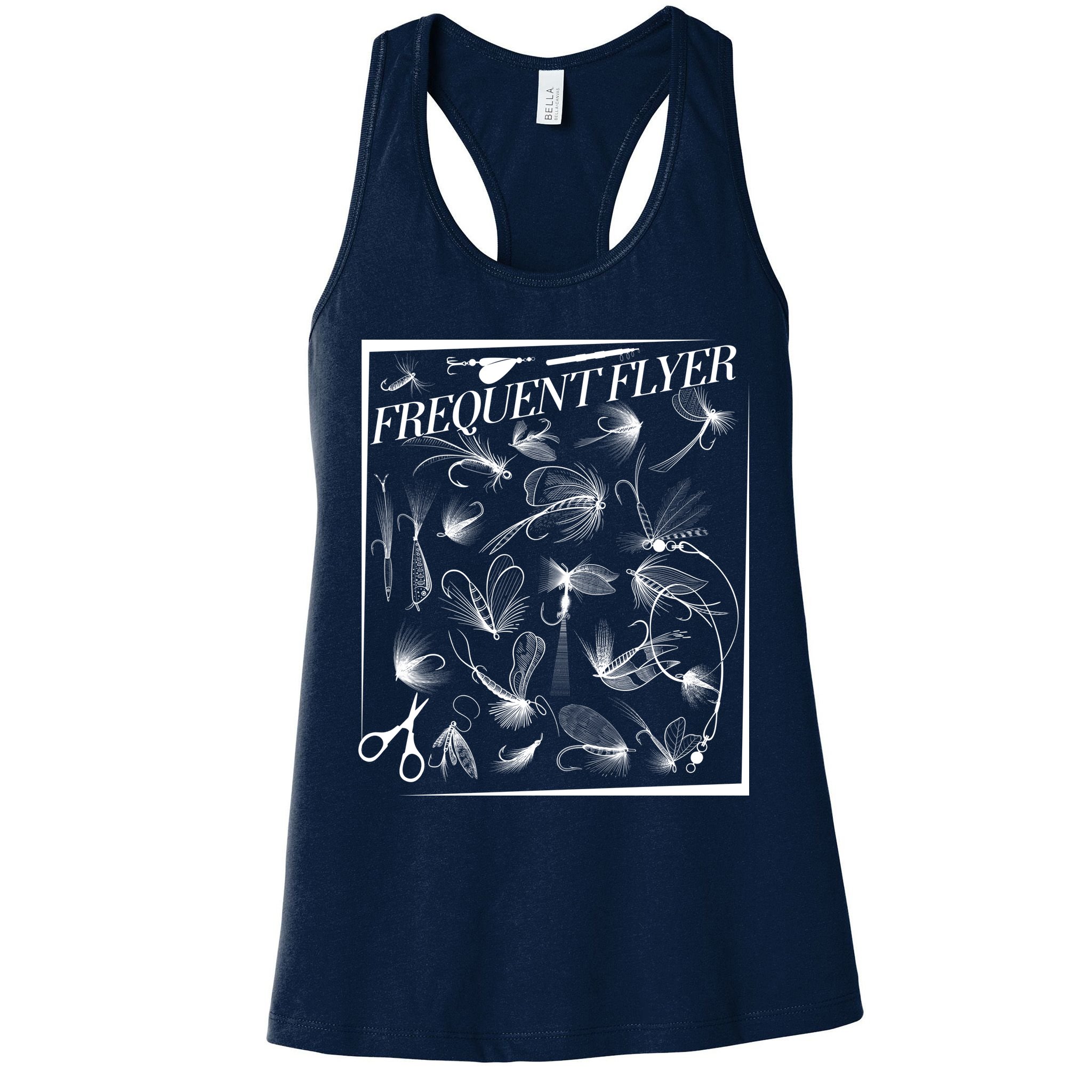 Funny Vintage Frequent Flyer Fly Fishing Lures Womens Tank Top