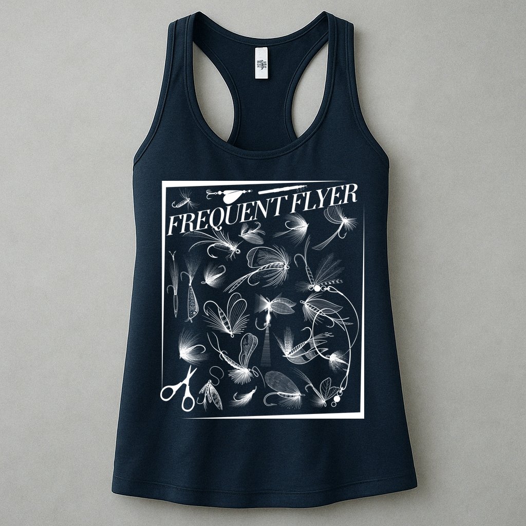 Funny Vintage Frequent Flyer Fly Fishing Lures Womens Tank Top