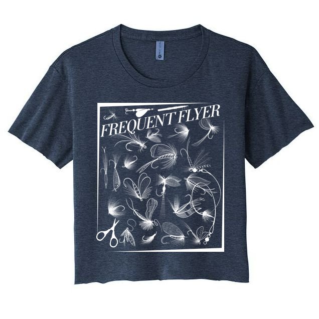 Funny Vintage Frequent Flyer Fly Fishing Lures Crop Top