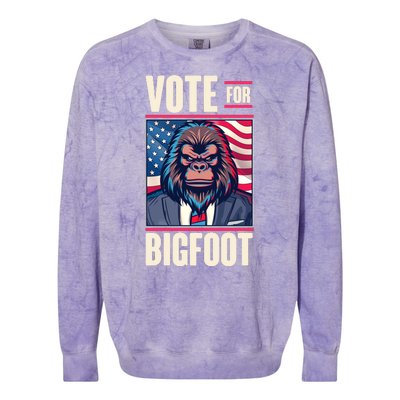 Funny Vote For Bigfoot 2024 Election Colorblast Crewneck Sweatshirt