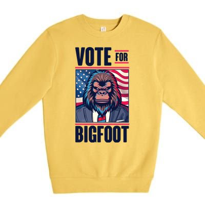 Funny Vote For Bigfoot 2024 Election Premium Crewneck Sweatshirt