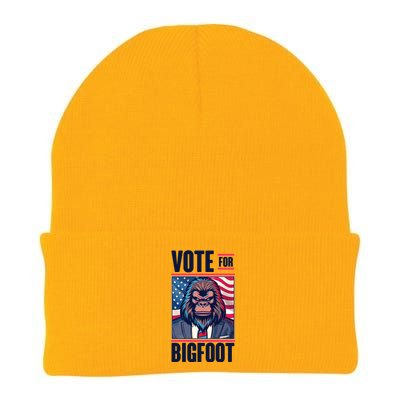 Funny Vote For Bigfoot 2024 Election Knit Cap Winter Beanie