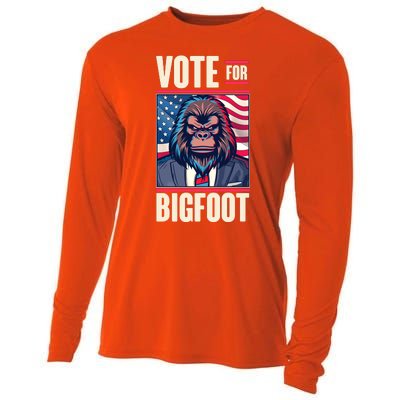 Funny Vote For Bigfoot 2024 Election Cooling Performance Long Sleeve Crew