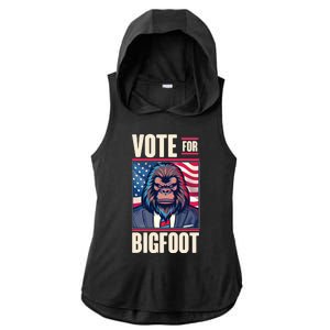 Funny Vote For Bigfoot 2024 Election Ladies PosiCharge Tri-Blend Wicking Draft Hoodie Tank