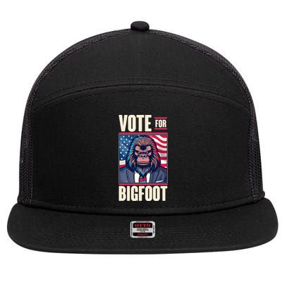 Funny Vote For Bigfoot 2024 Election 7 Panel Mesh Trucker Snapback Hat