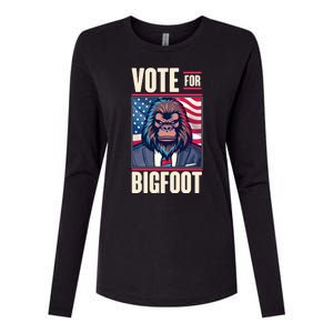 Funny Vote For Bigfoot 2024 Election Womens Cotton Relaxed Long Sleeve T-Shirt