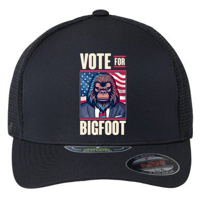 Funny Vote For Bigfoot 2024 Election Flexfit Unipanel Trucker Cap