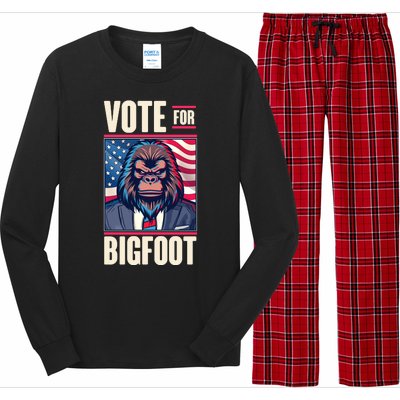 Funny Vote For Bigfoot 2024 Election Long Sleeve Pajama Set