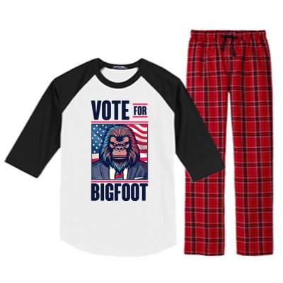 Funny Vote For Bigfoot 2024 Election Raglan Sleeve Pajama Set