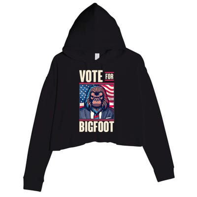 Funny Vote For Bigfoot 2024 Election Crop Fleece Hoodie