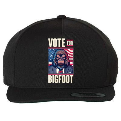 Funny Vote For Bigfoot 2024 Election Wool Snapback Cap