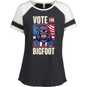 Funny Vote For Bigfoot 2024 Election Enza Ladies Jersey Colorblock Tee