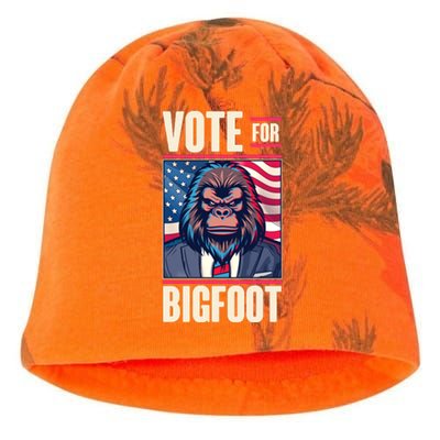 Funny Vote For Bigfoot 2024 Election Kati - Camo Knit Beanie