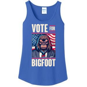 Funny Vote For Bigfoot 2024 Election Ladies Essential Tank