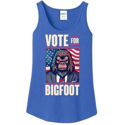 Funny Vote For Bigfoot 2024 Election Ladies Essential Tank