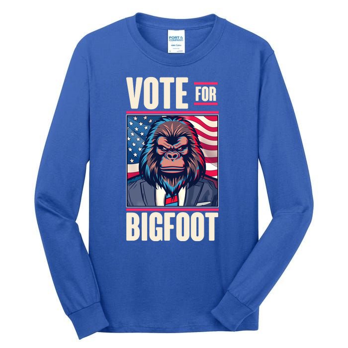 Funny Vote For Bigfoot 2024 Election Tall Long Sleeve T-Shirt