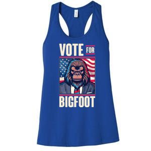 Funny Vote For Bigfoot 2024 Election Women's Racerback Tank