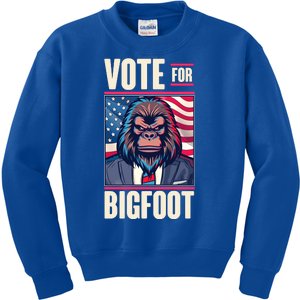 Funny Vote For Bigfoot 2024 Election Kids Sweatshirt